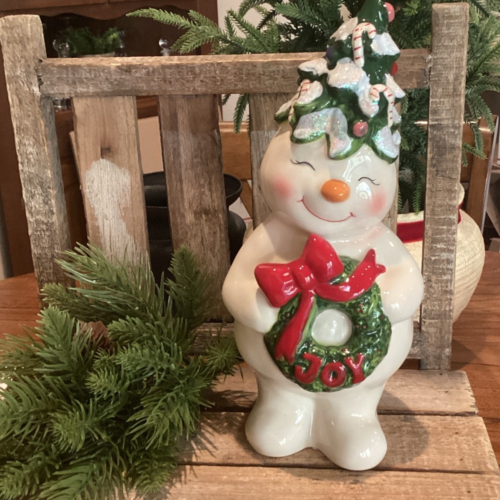 Blue Sky Snowman with Tree Hat